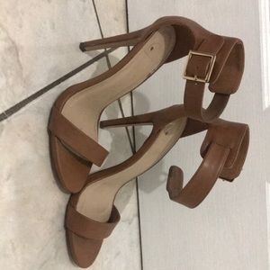 Brown high heels with strap about 4.5 inches